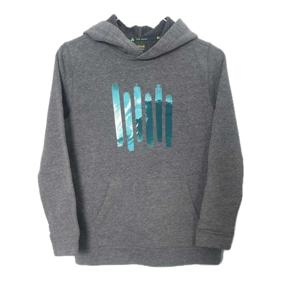 Tek Gear boys youth sweatshirt hoodie pullover size medium 10/12 graphic gray